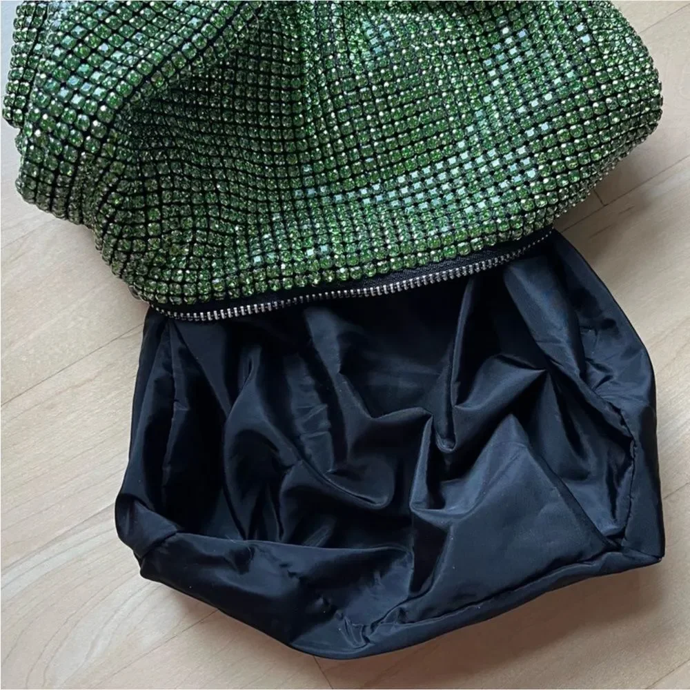 Rhinestone Knot Handle Hobo Bag in Green NWOT